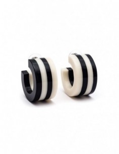 Ventura Striped Hoop Earrings Black